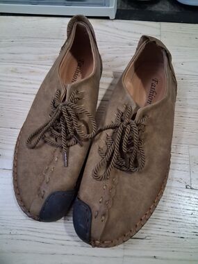Fashion Men's Moccasins  Lace Up Comfort Casual Brown Leather Sz 10